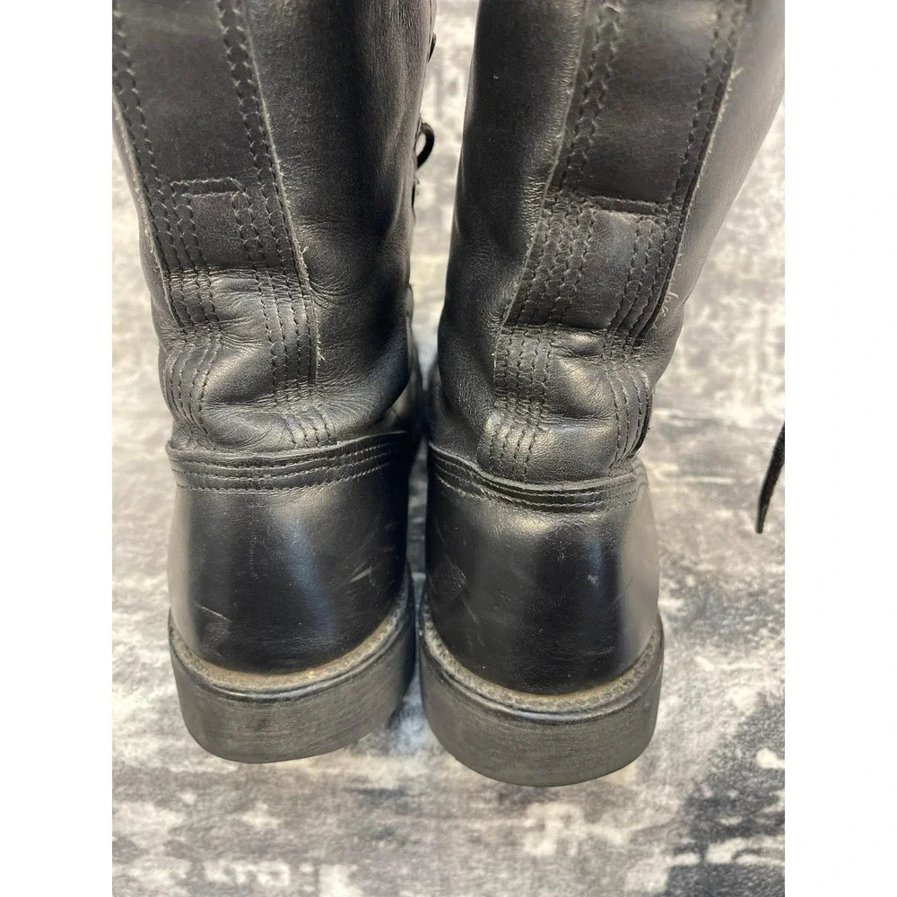 Vtg Corcoran Men 11.5 Black Leather Combat Jump Boots Cap Toe Grunge Military